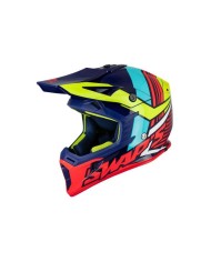 Swaps - Casque Cross BLUR S818 - Bleu / Jaune flu / Rouge Brillant