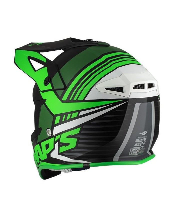 Swaps - Casque Cross BLUR S818 - Noir / Vert Mat