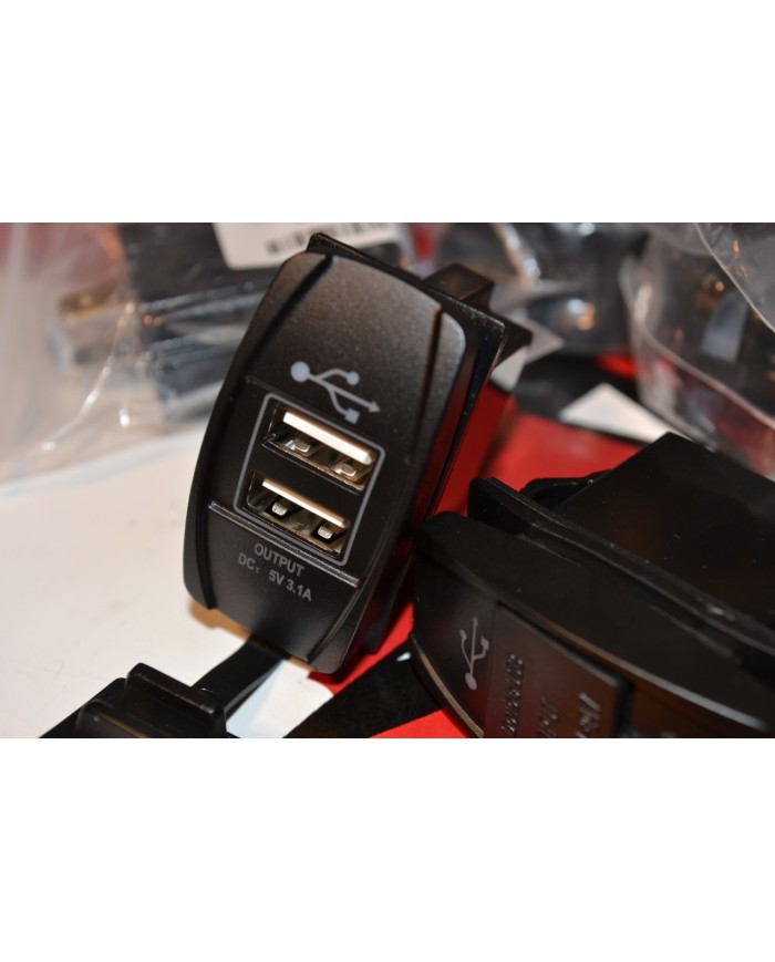 Fiche chargeur  USB double   (LED BLEUE)