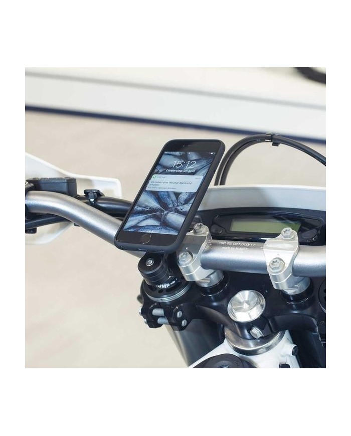 Pack complet SP-CONNECT Moto Bundle fixé sur guidon iPhone 8+/7+/6S+/6+