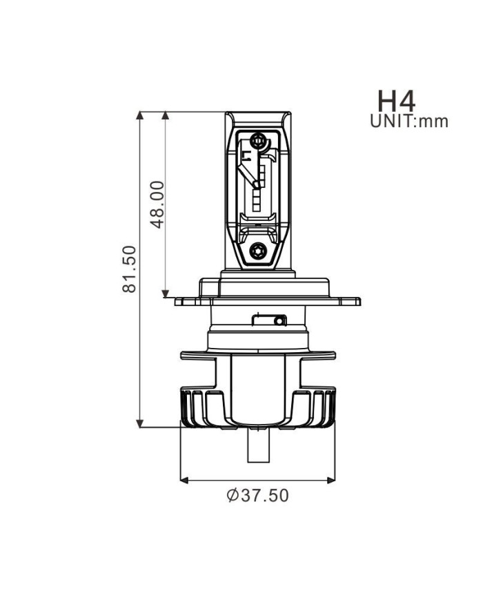 Ampoule H4 LED + Ballast - 16W/2200 Lumens (Code/Phare)